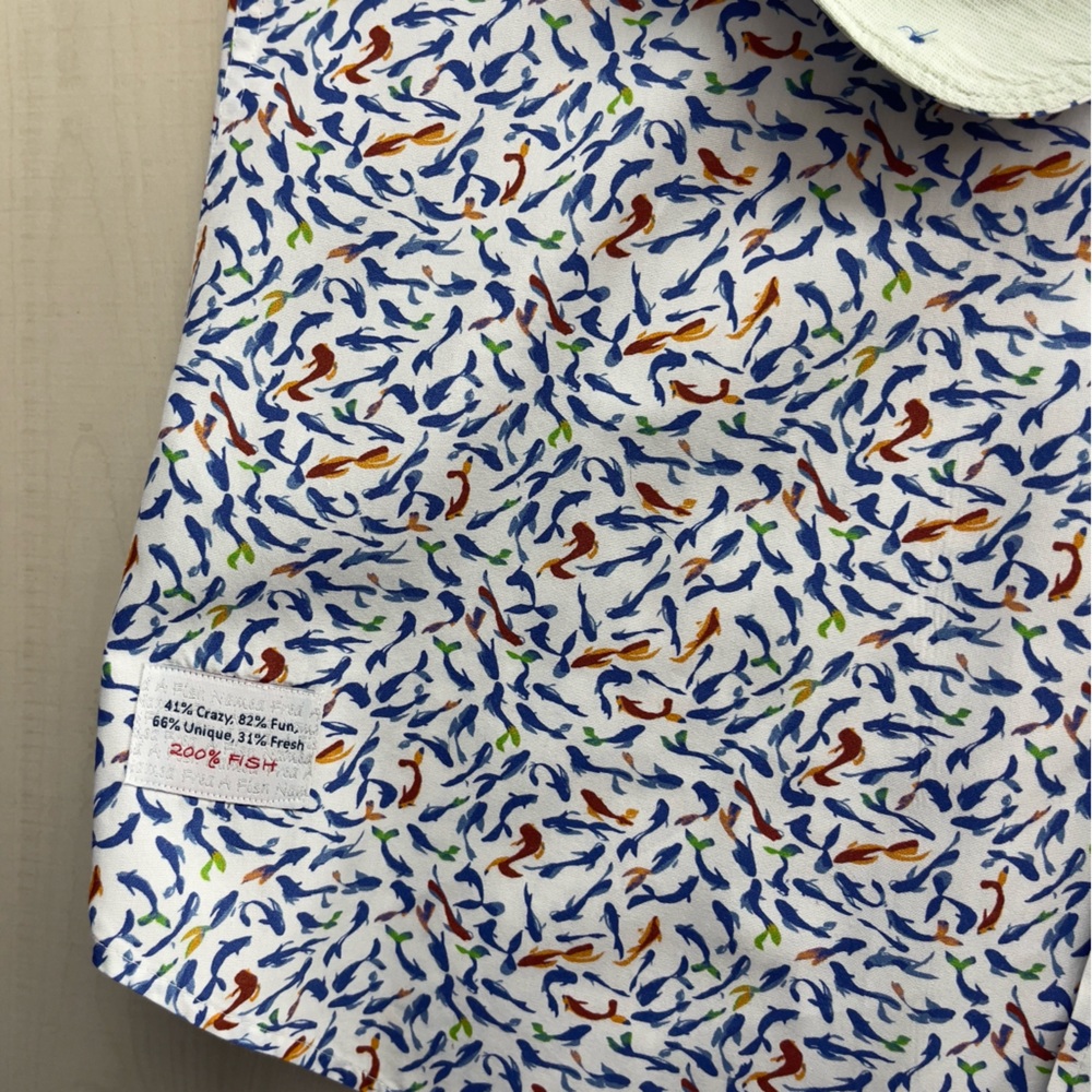 A FISH NAMED FRED casual printed koi button down shirt casual work travel - Picture 6 of 10